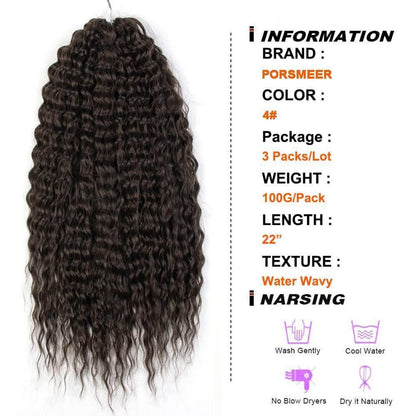 22 Zoll Häkelhaare dunkelbraun für Locs & Bohemian Waves