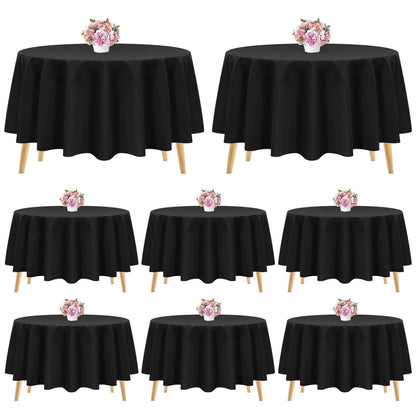 8x Schwarz Runde Tischdecke 305cm – Hochzeit, Party, Bankett