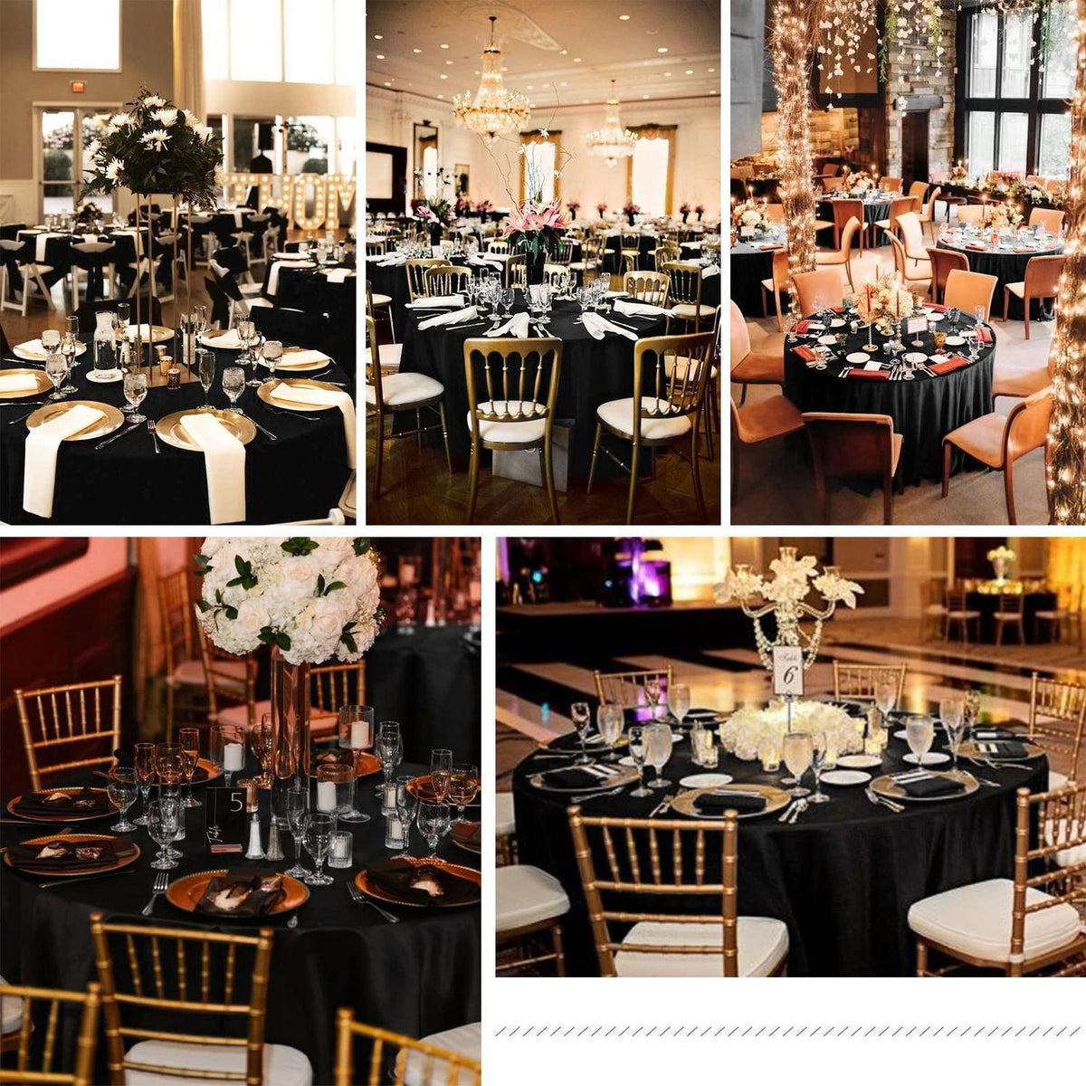 8x Schwarz Runde Tischdecke 305cm – Hochzeit, Party, Bankett