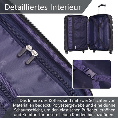 Großer Reisekoffer Dunkelblau mit TSA-Schloss & 4 Rollen