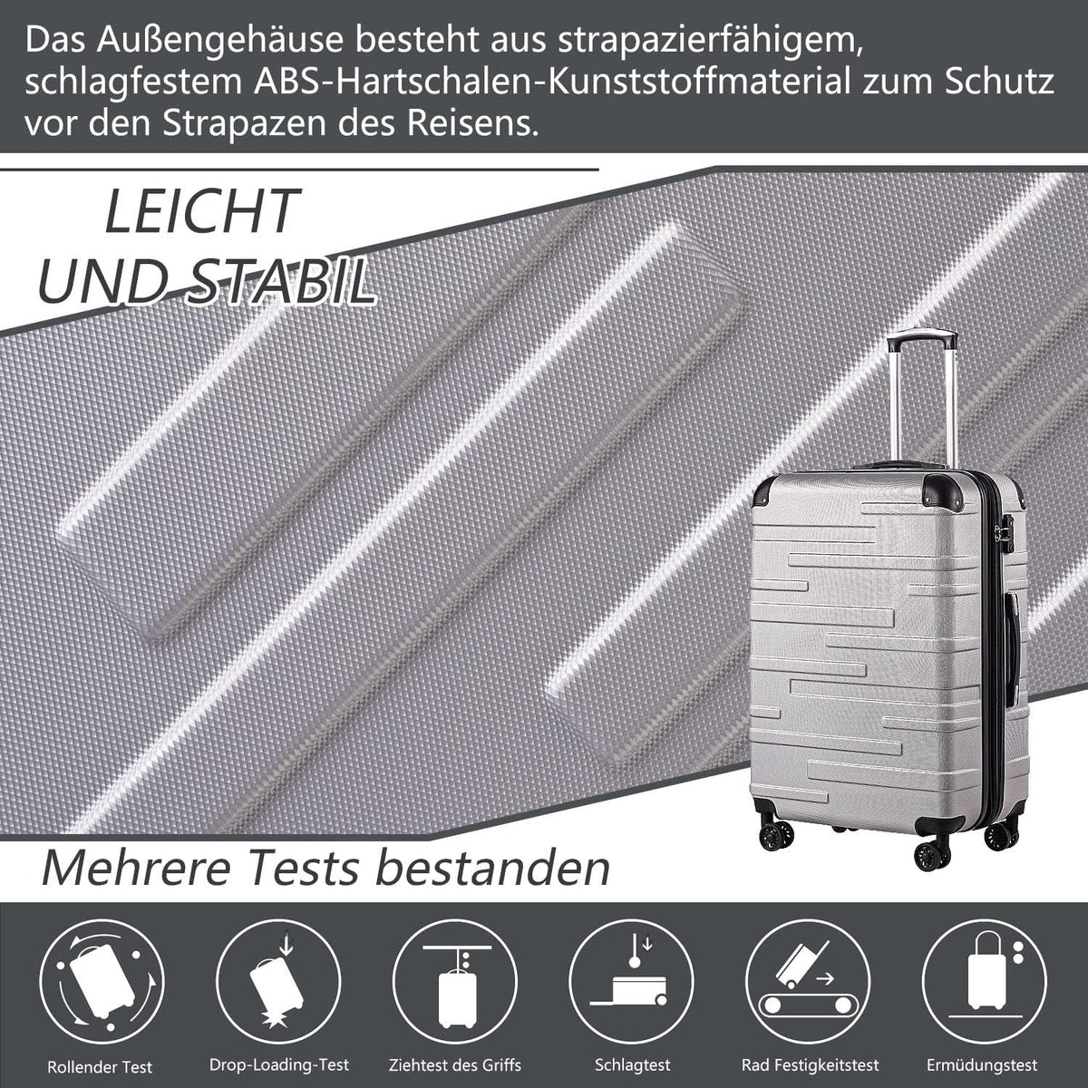 Hartschalen-Koffer Rollkoffer ABS TSA 4 Rollen Erweiterbar