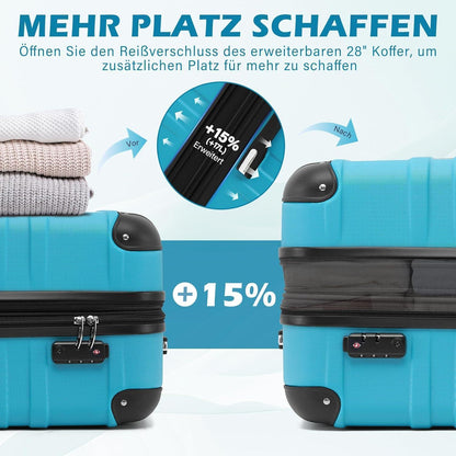 Erweiterbarer Reisekoffer mit TSA-Schloss – Grau Lila