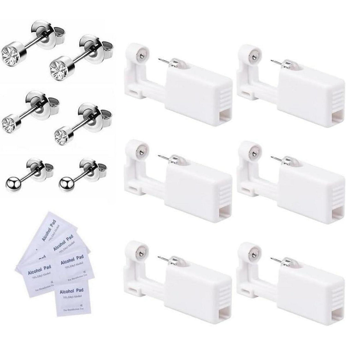 Ohrlochstechpistolen Set 6 Stück mit Ohrsteckern, steril, selbstpiercing
