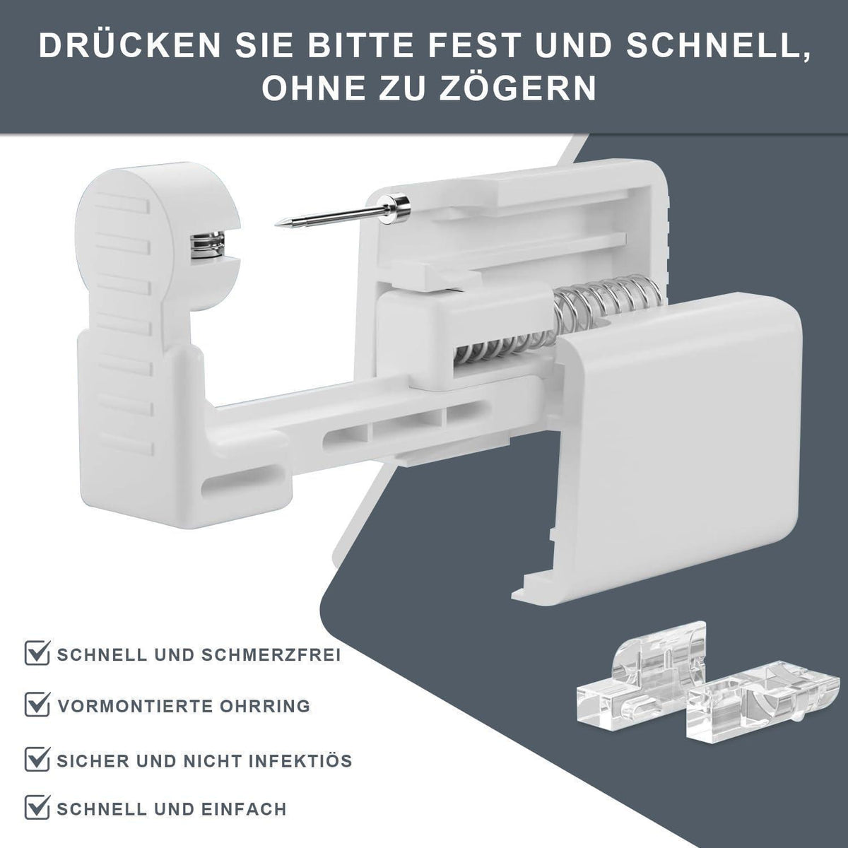 Ohrlochstechpistolen Set 6 Stück, Steril & Sicher, Schmerzfrei