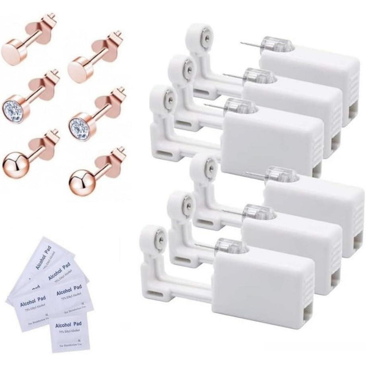 Ohrlochstechpistolen Set 6 Stück, steril, schmerzfrei, Roségold