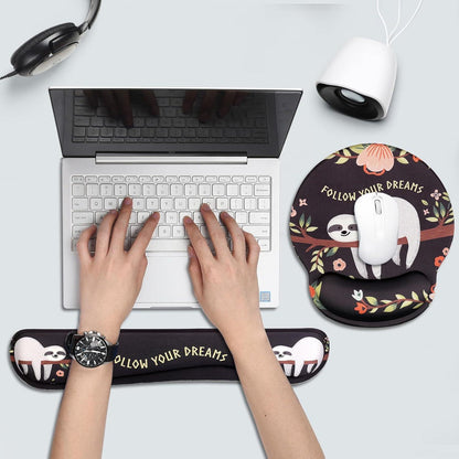 Ergonomisches Mauspad & Tastatur-Handgelenkauflage Set mit Wolf-Design