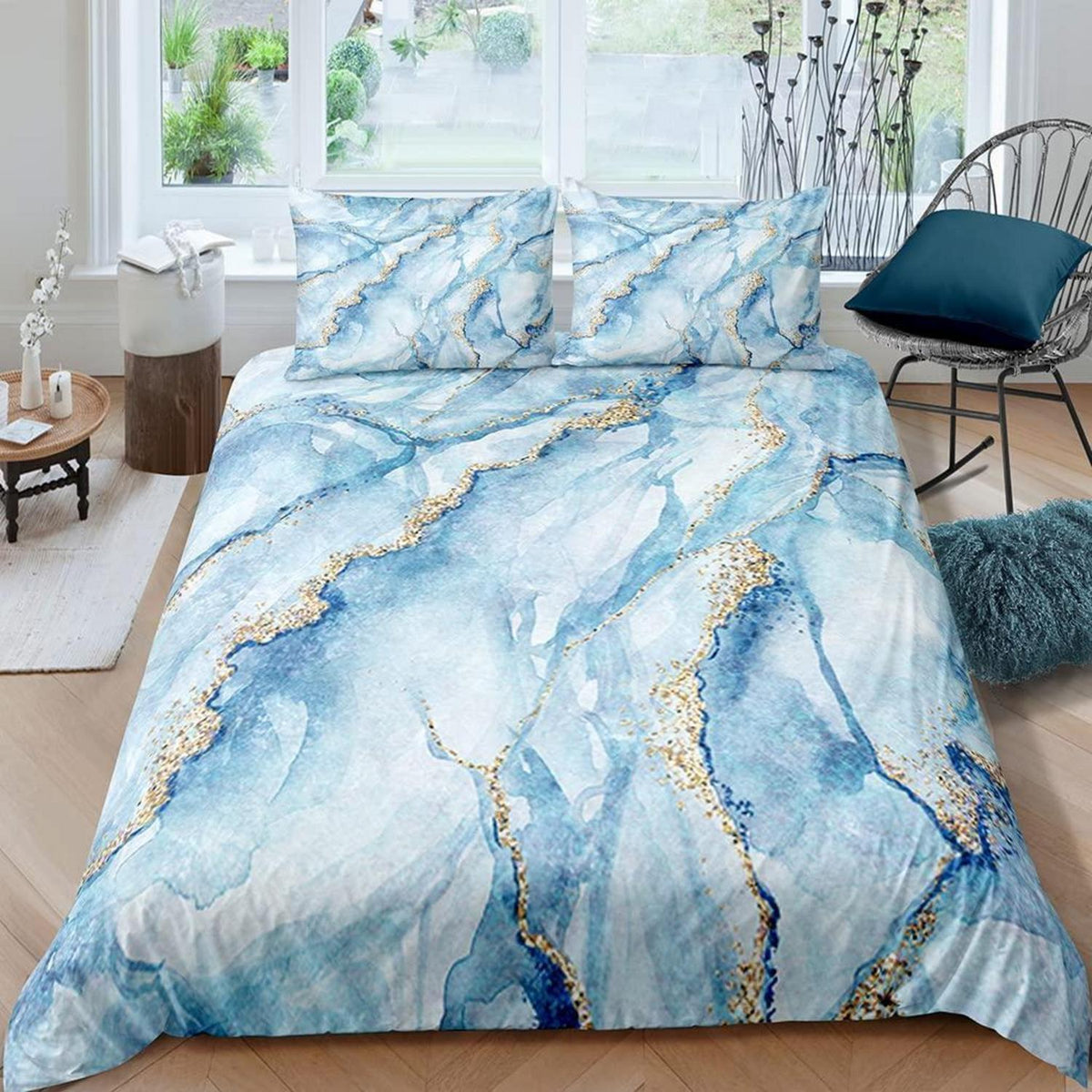 Kinder Bettwäsche Set Marmor 135x200 cm - 4-teilig Jungen Mädchen