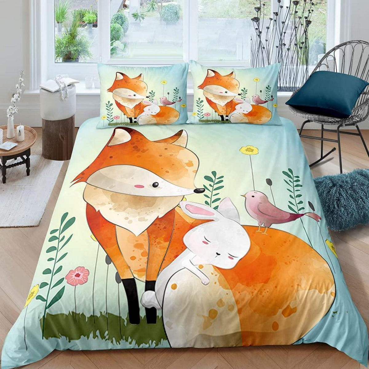 Teenager Bettwäsche Fuchs 200x200 cm 3-teilig Mikrofaser