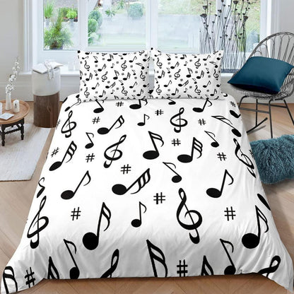 3teiliges Bettwäsche-Set Musik 220x240cm – Weiche Mikrofaser
