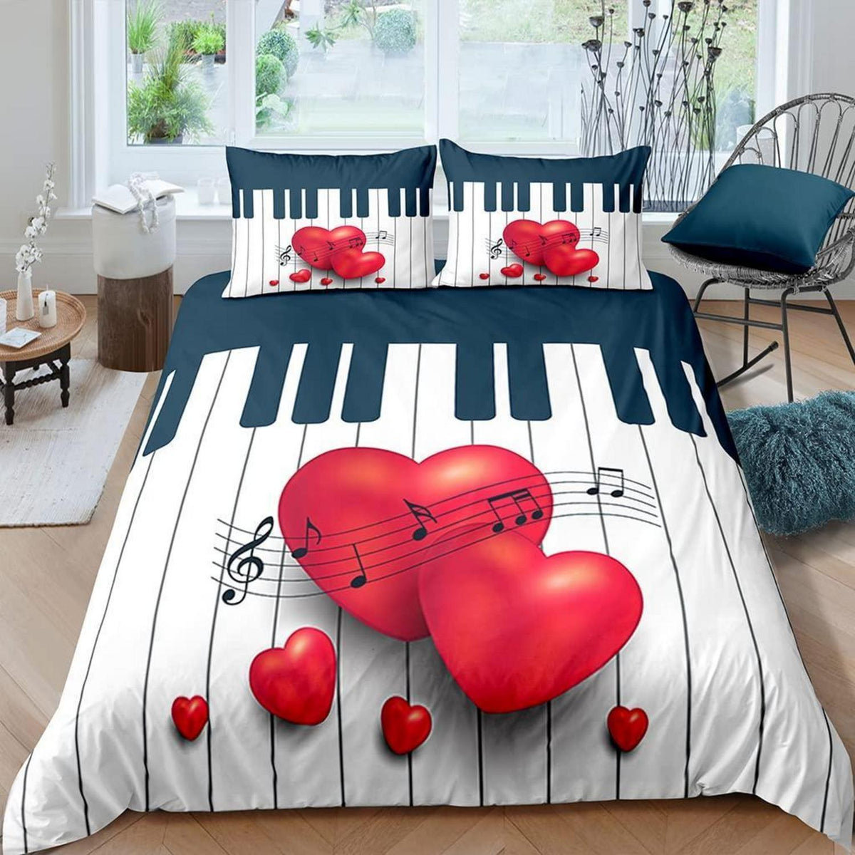 Kinder Bettwäsche Set Musik 155x220cm – 3-teilig für Jungen & Mädchen