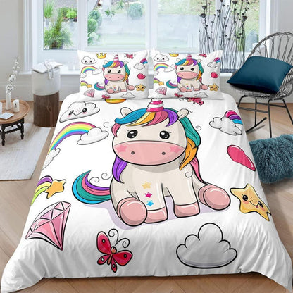 Teenager Bettwäsche Einhorn 200x200 cm 3-teilig Mikrofaser