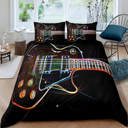 Kinder Bettwäsche Gitarre 155x220cm 3tlg. Mikrofaser Bettbezug Set