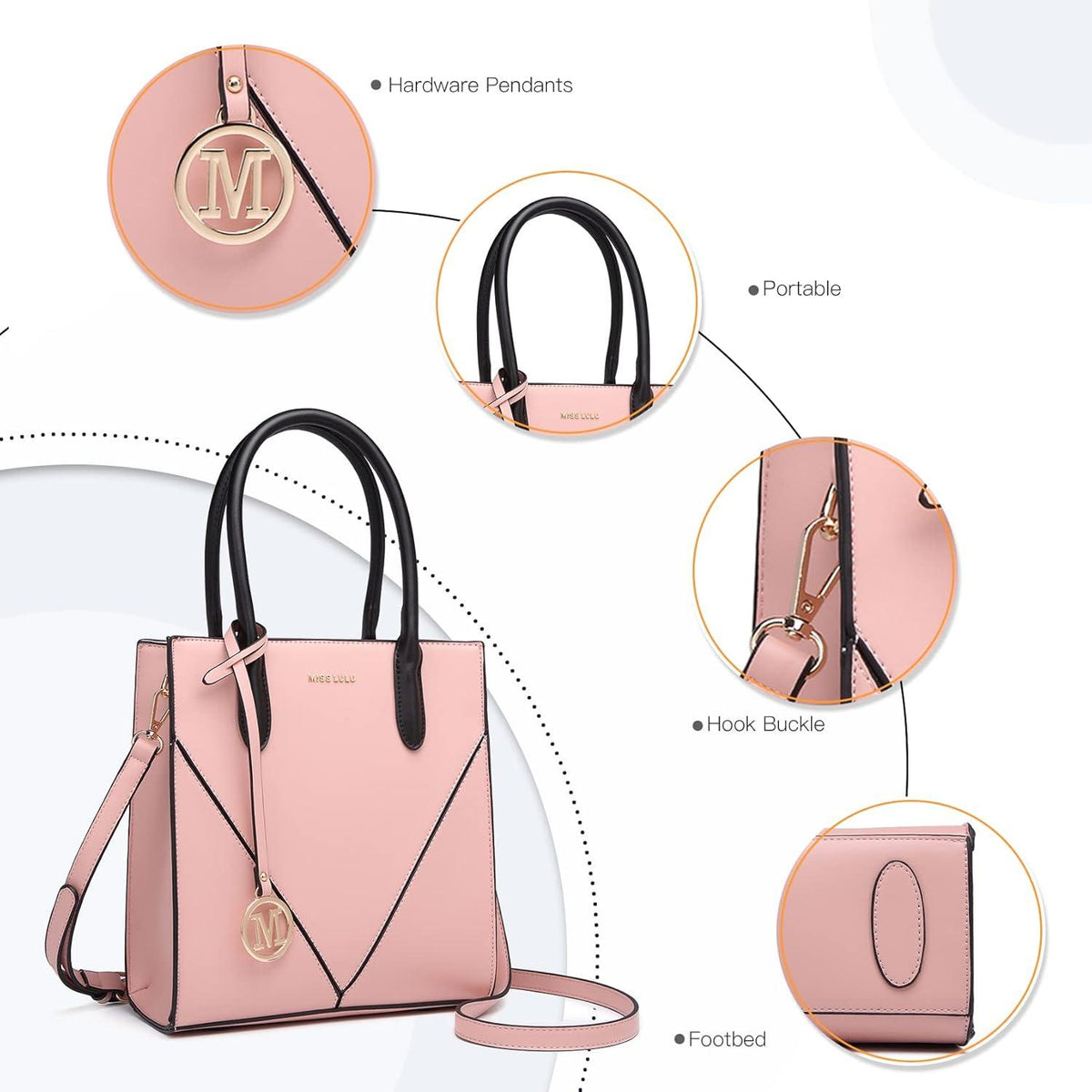 Moderne Miss Lulu PU Leder Handtasche Damen Umhängetasche elegant
