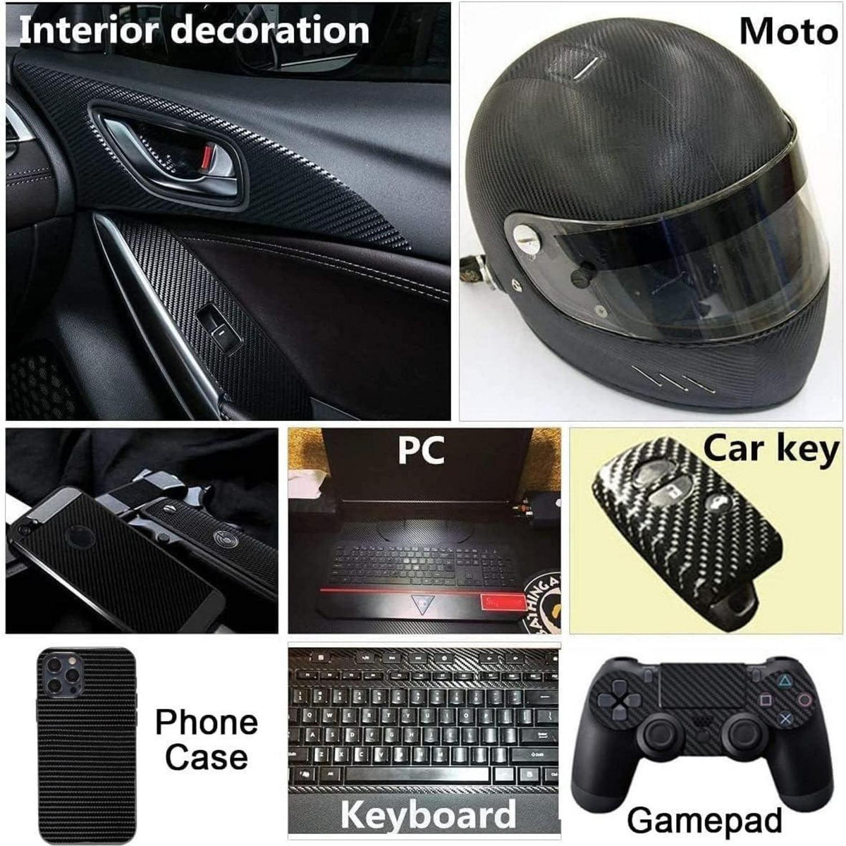 6D Carbonfolie Schwarz 150x30cm – Auto & Motorrad Schutzfolie