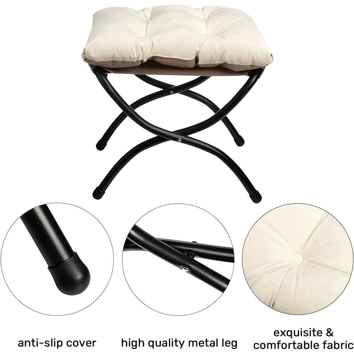 Beiger Ohrensessel mit Hocker – Wohnzimmer Relaxsessel