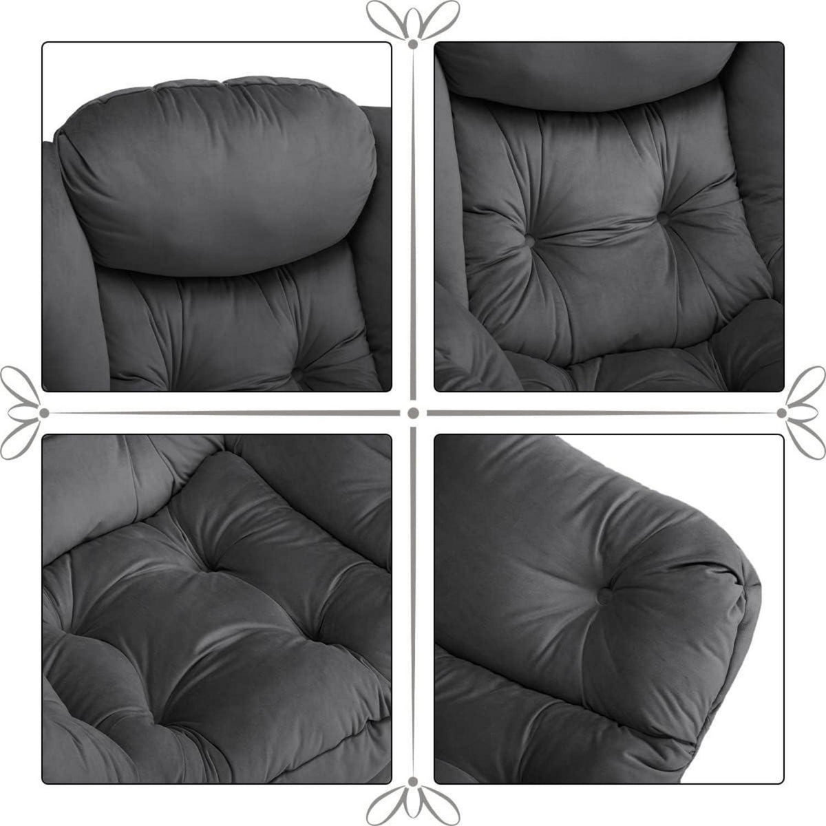 Ohrensessel mit Hocker – Grau Dunkelgrau, bequemer Relaxsessel