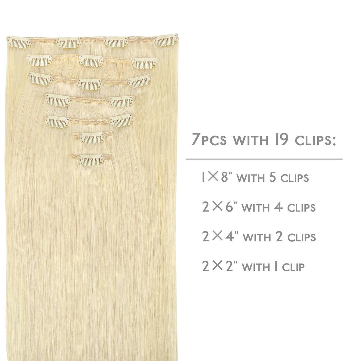 Clip in Echthaarverlängerung 60cm Bleichblond #613R
