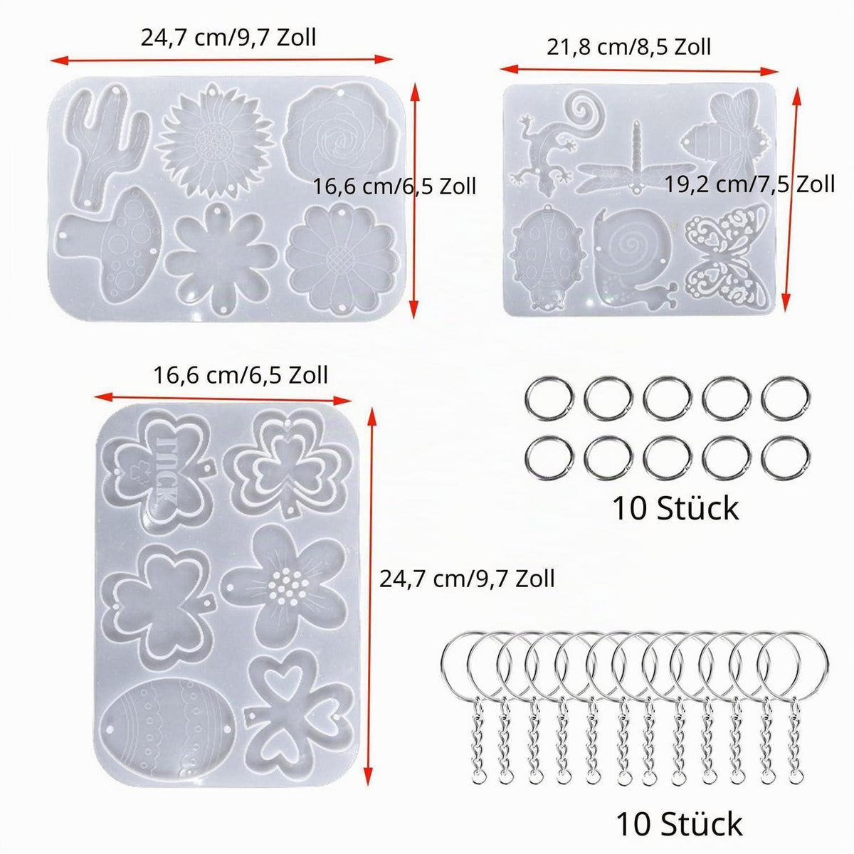 Silikonform Epoxidharz Ohrringe & Anhänger Set mit Zubehör