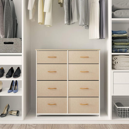 Stoffkommode mit 8 Schubladen, modern, Khaki