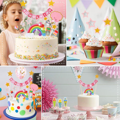 iZoeL Einschulung Mädchen Tortendeko Rosa Schulkind ABC Ballon Cupcake