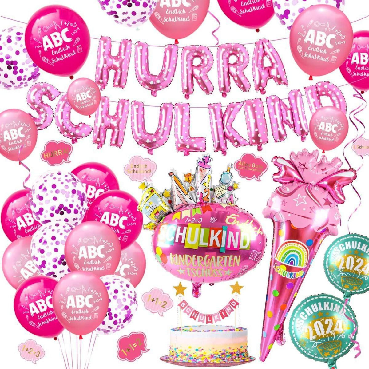 Einschulung Deko Set Mädchen Luftballon Folienballon Geschenk