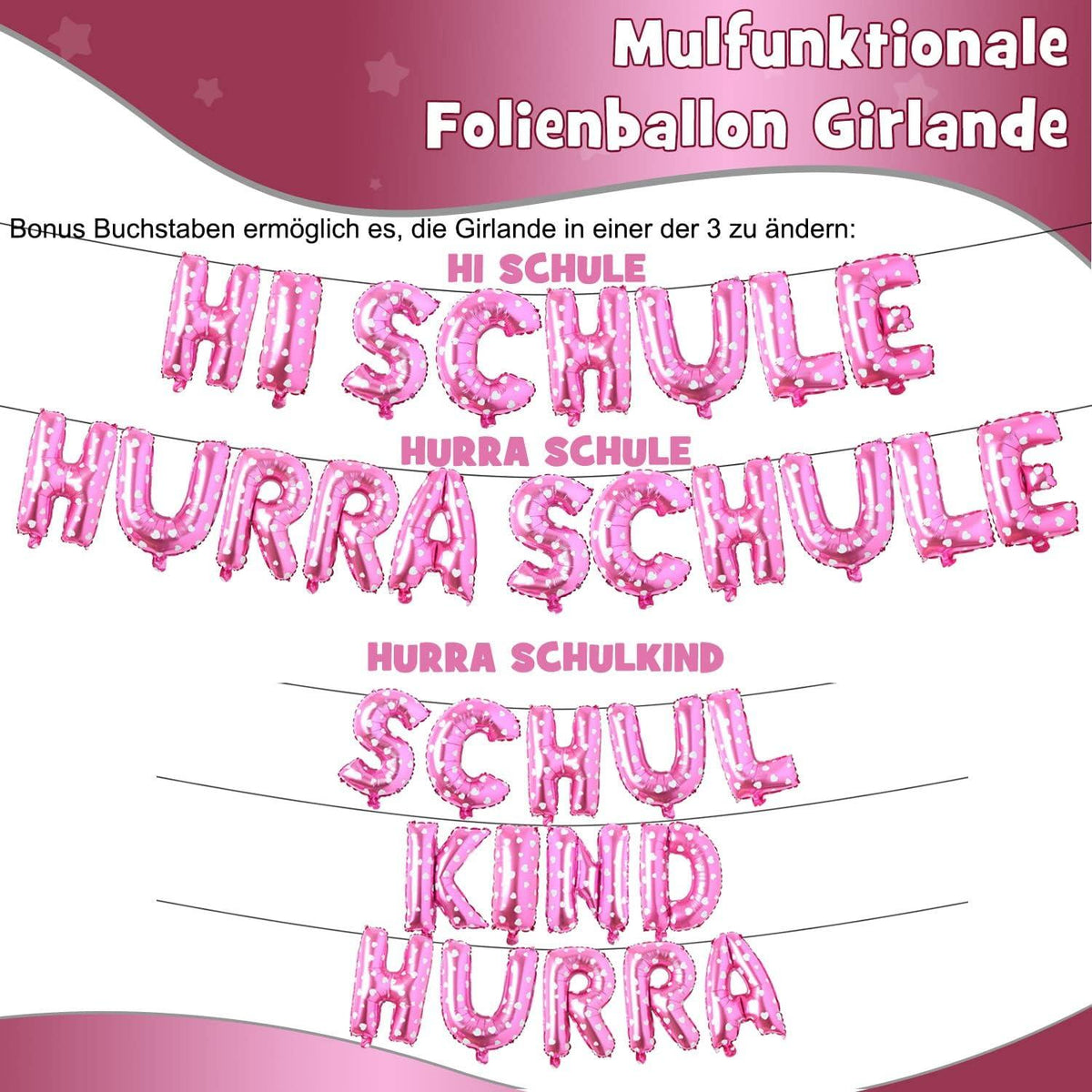 Einschulung Deko Set Mädchen Luftballon Folienballon Geschenk