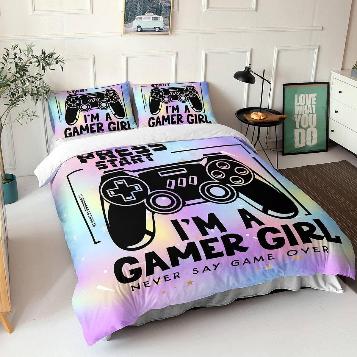 Gamer Bettwäsche-Set mit Spielekonsole Motiv 200x200cm