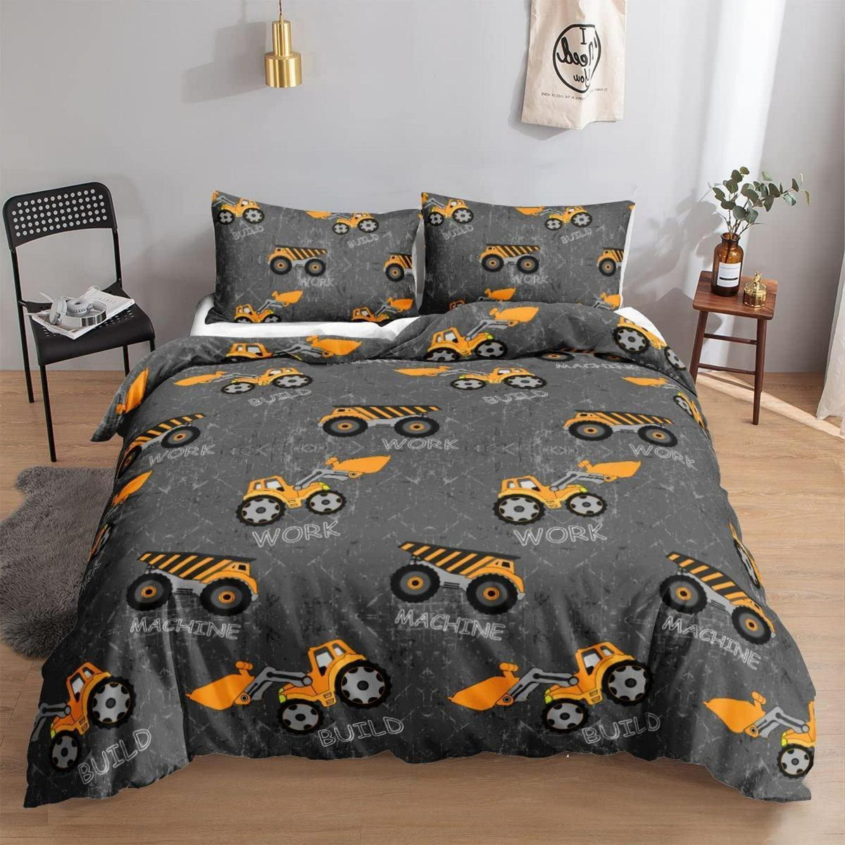 Bettbezug Baufahrzeuge Kinderzimmer Set 200x200 cm