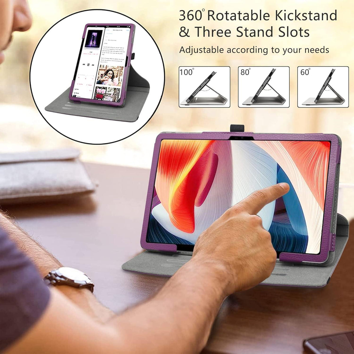 LiuShan Rotating Hülle für DOOGEE T20 / T20S Tablet 10,4 Zoll Violett