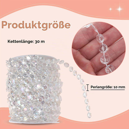 Kristallperlen Girlande 30m – Hochzeit, Party & DIY Deko