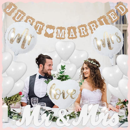 Hochzeitsdeko Set Just Married Girlande Ballons Mr Mrs Deko Standesamt