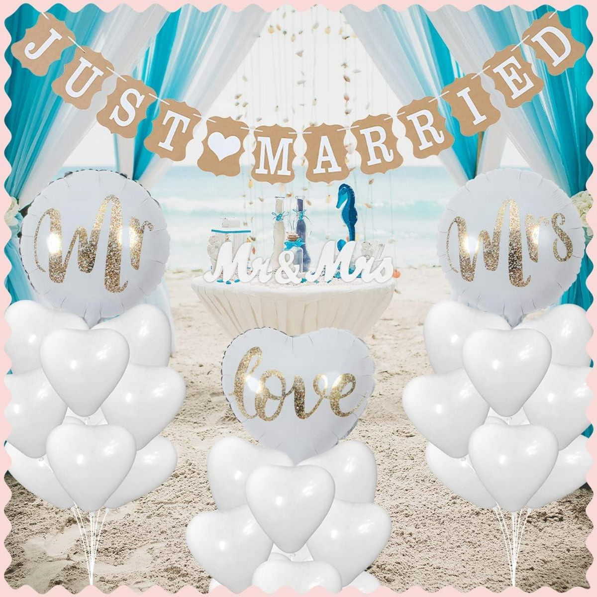 Hochzeitsdeko Set Just Married Girlande 23 Ballons Mr Mrs Deko