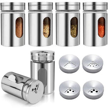 6er Set Gewürzbehälter aus Glas mit Edelstahl Deckel