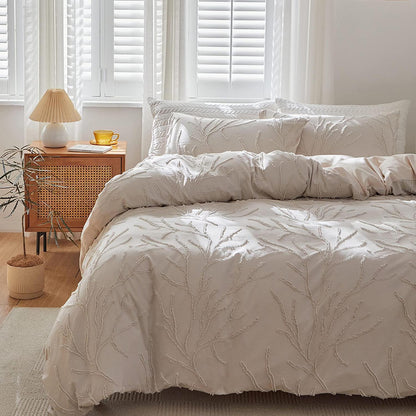 GETIYA Zweig Bettwäsche Set 135x200 Beige Mikrofaser