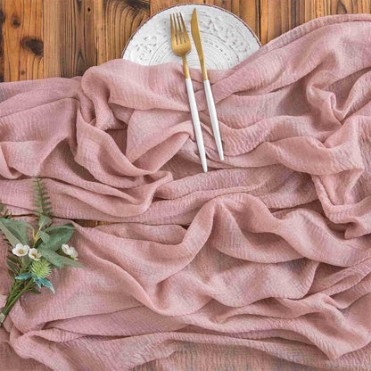 Musselin Tischläufer Altrosa Vintage 300x80cm Hochzeit Waschbar
