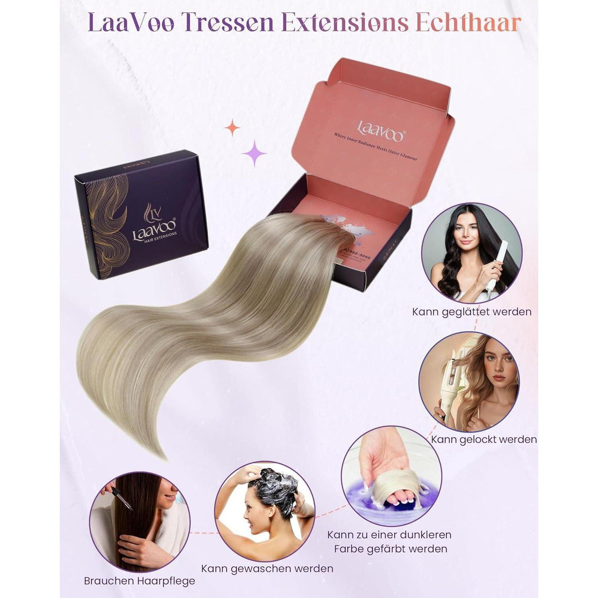 Echthaar Tressen Blond Highlight #P18/613 – 45cm, 100g