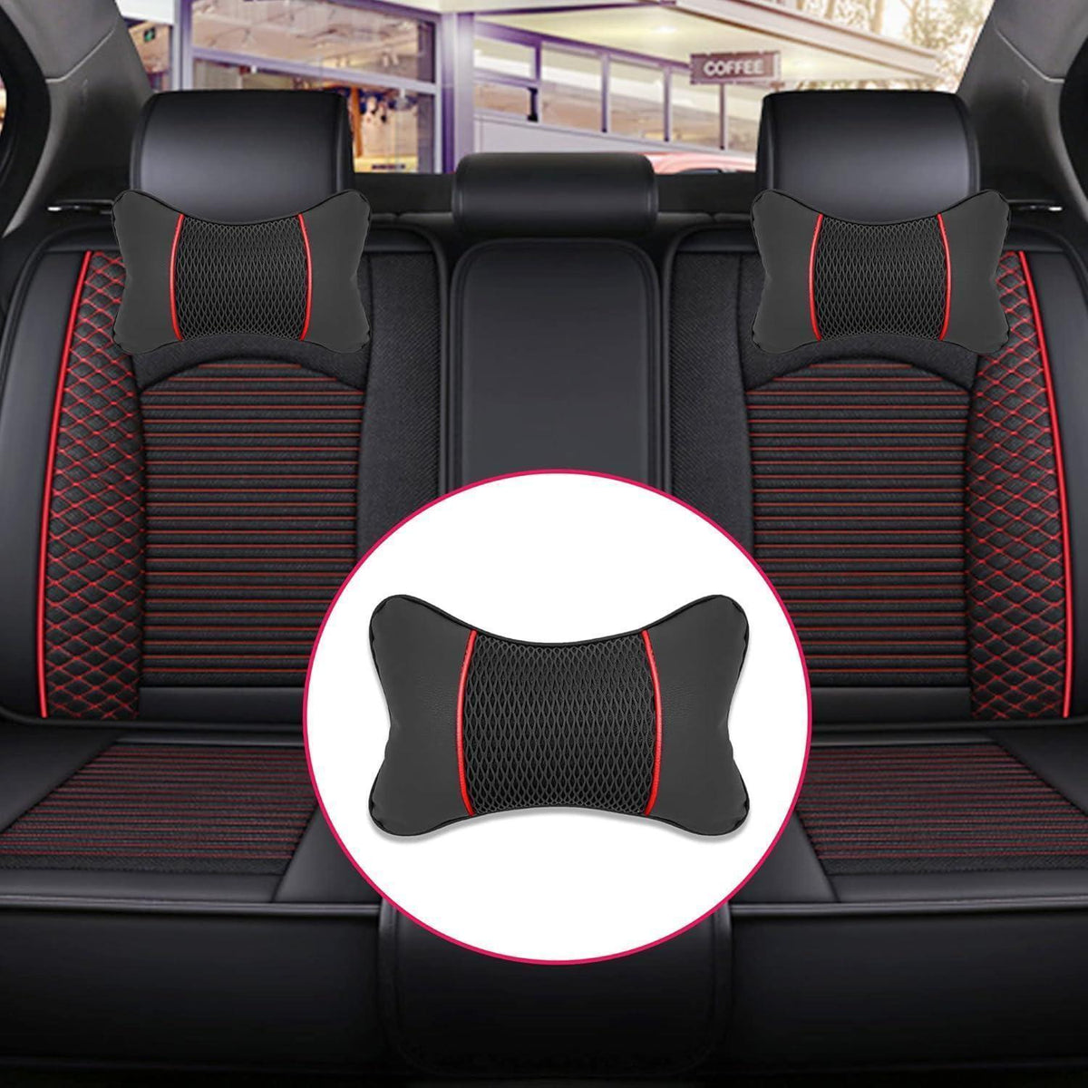 Auto Nackenkissen mit Memory-Schaum – Komfort & Nackenstütze in Lederoptik
