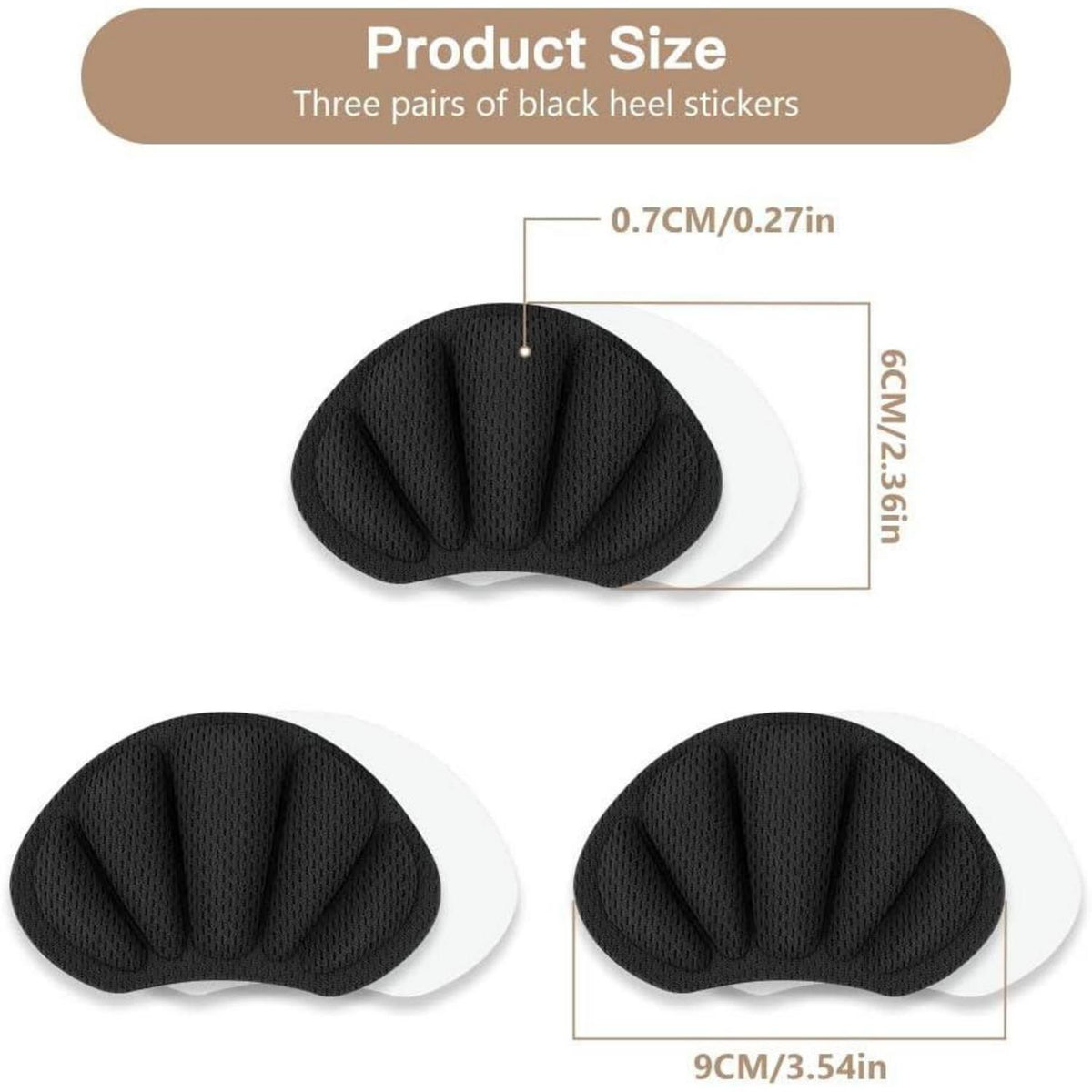 Sneaker Fersen Reparatur Patches, 3 Paar, Schwarz