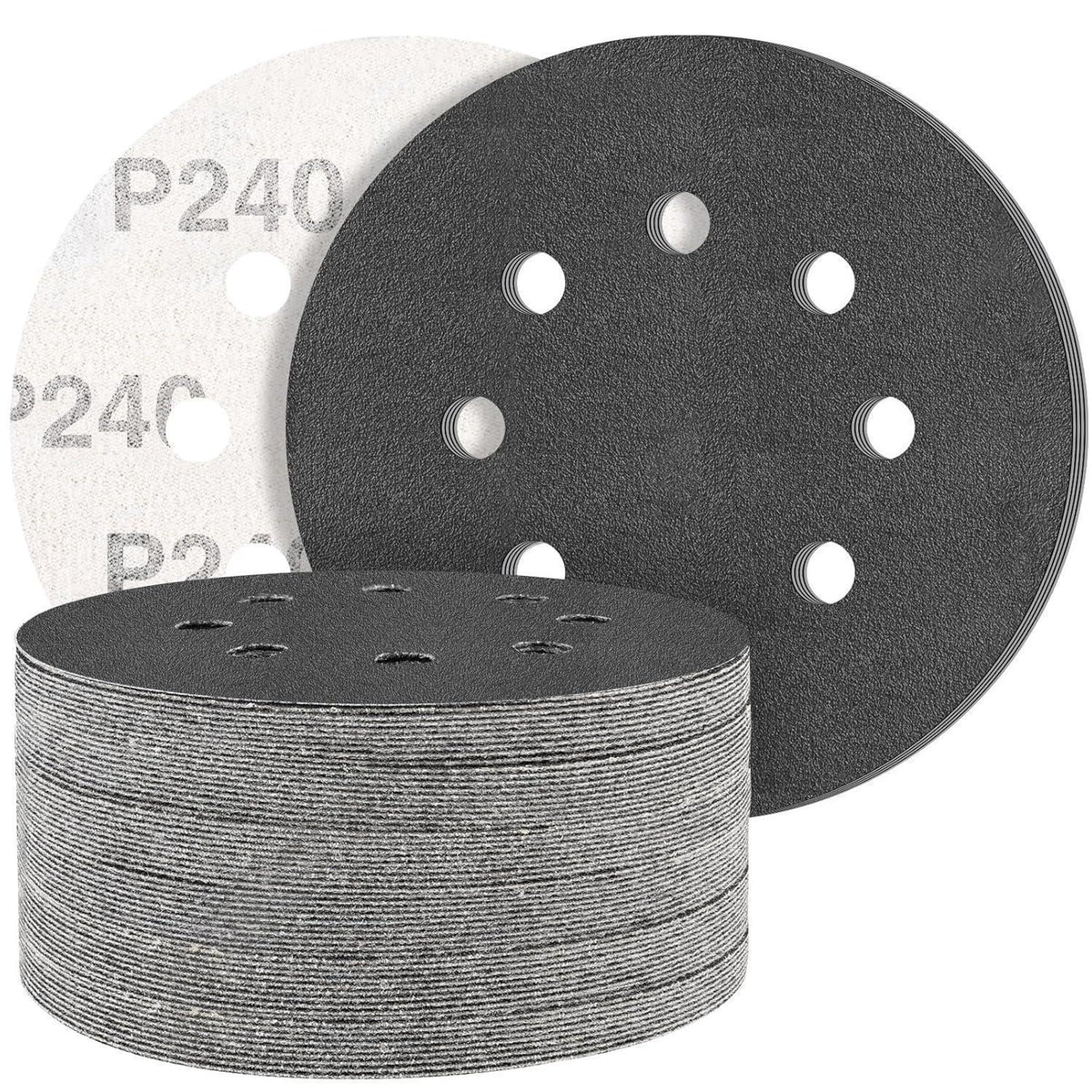 Schleifpapier 125mm Klett 240er Körnung, 50 Stück, Nass/Trocken