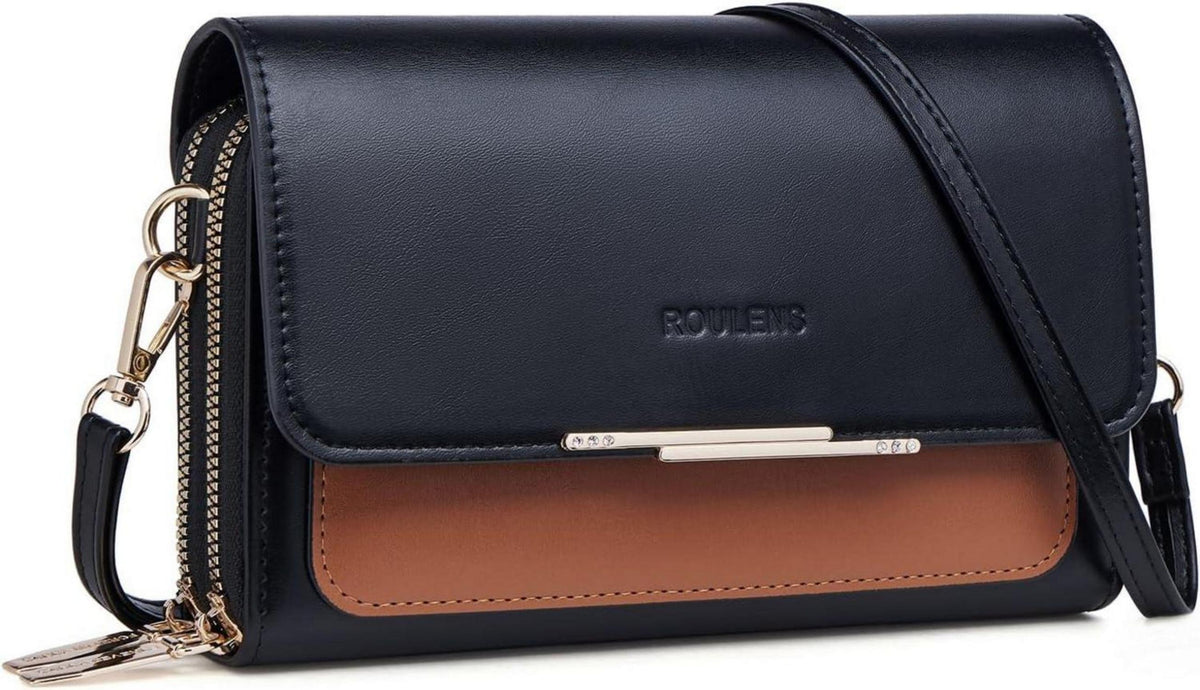 Kleine Handy Umhängetasche Damen PU Leder Schultertasche Schwarz Braun
