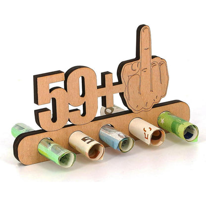 Geldgeschenk 60. Geburtstag Holz mit Gravur & Gästebuch Funktion