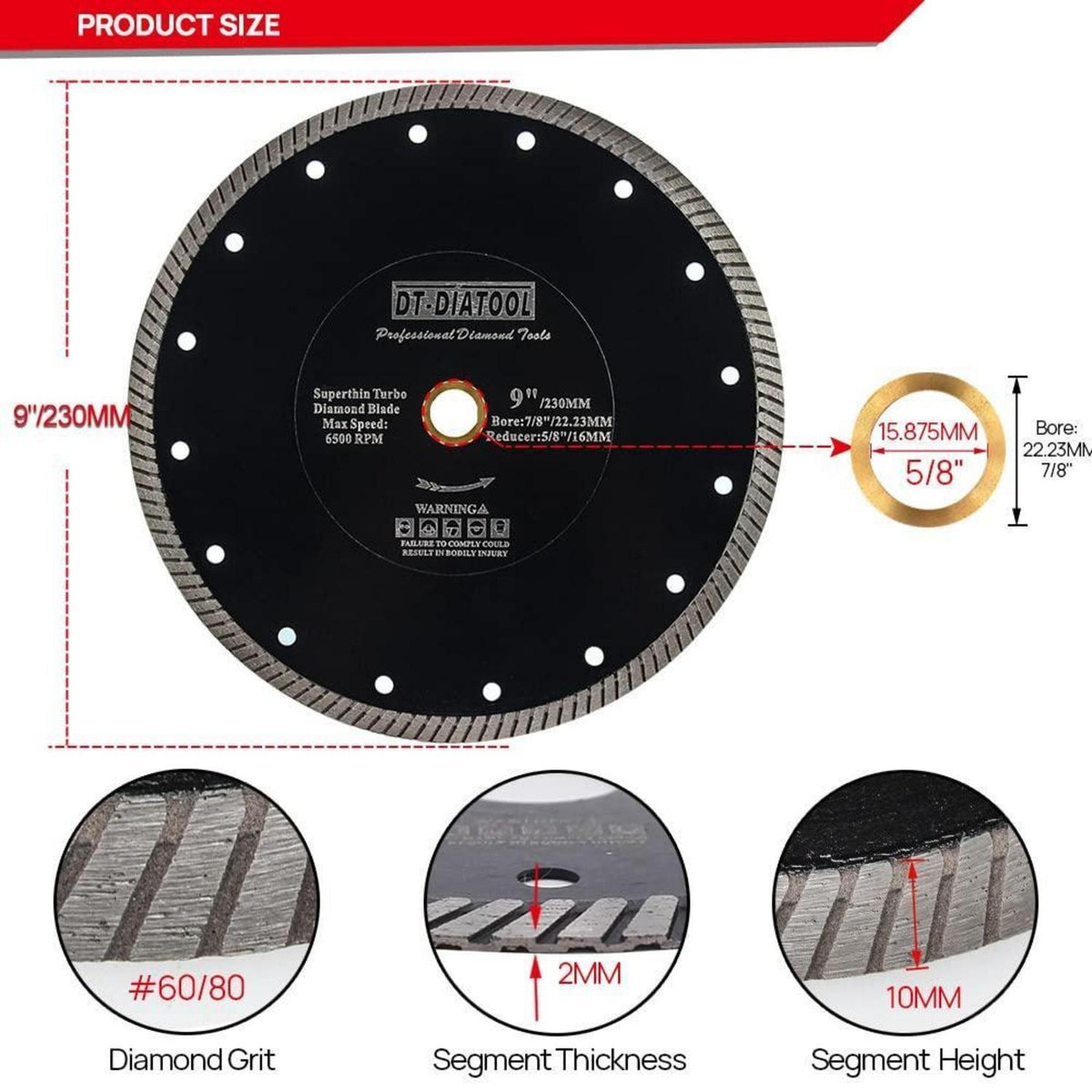Diamant-Sägeblatt 230mm 2 Stück Superdünn für Fliesen & Stein