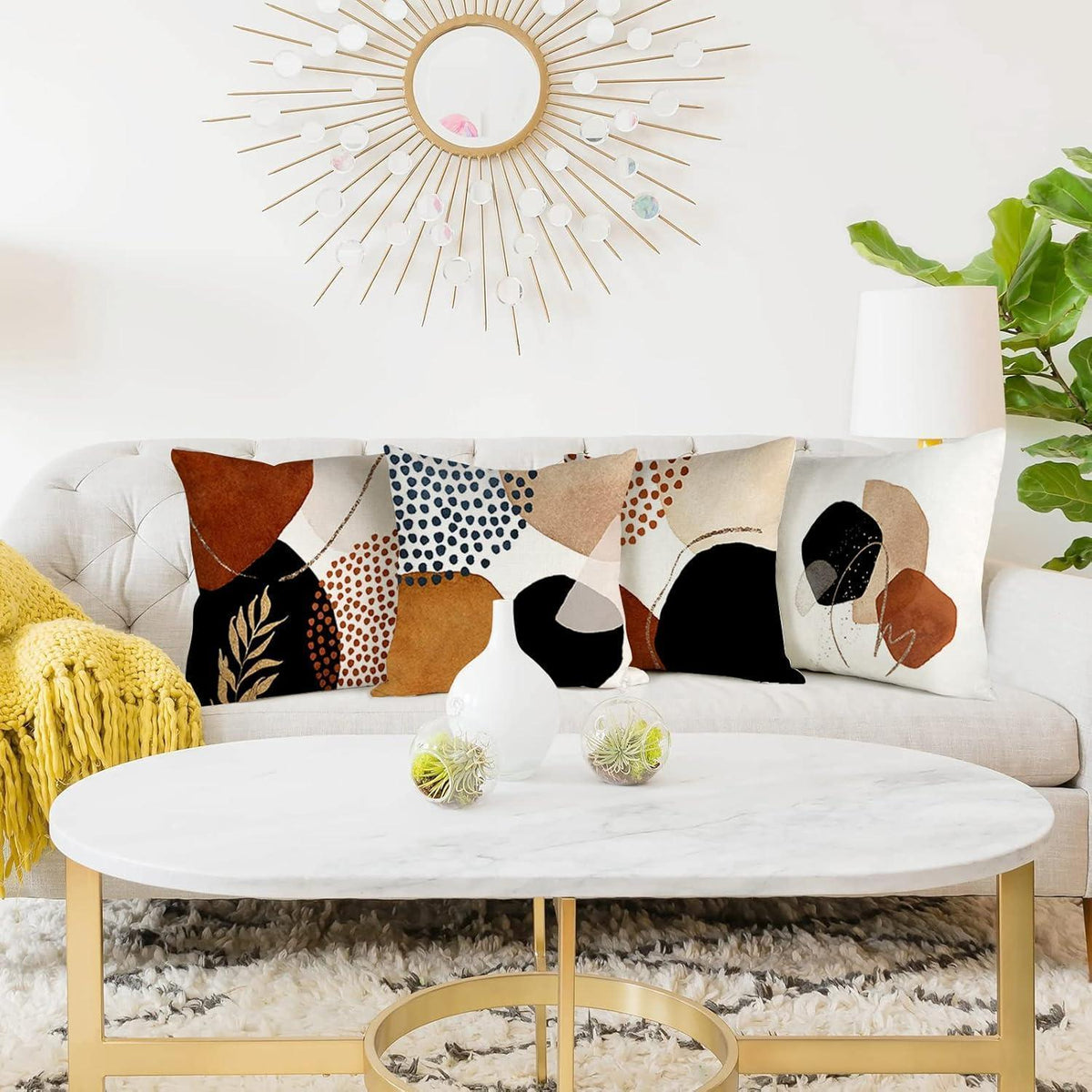 4er Set Kissenbezüge 40x40 Leinen – Modernes Boho Design