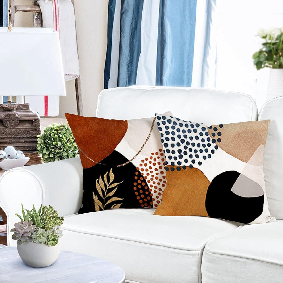 4er Set Kissenbezüge 40x40 Leinen – Modernes Boho Design