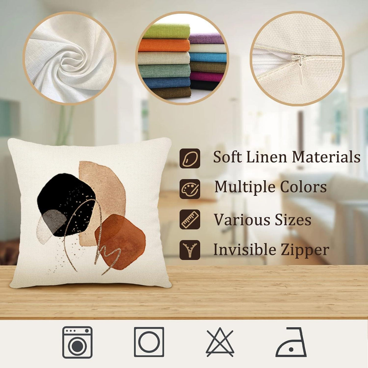 4er Set Kissenbezüge 40x40 Leinen – Modernes Boho Design