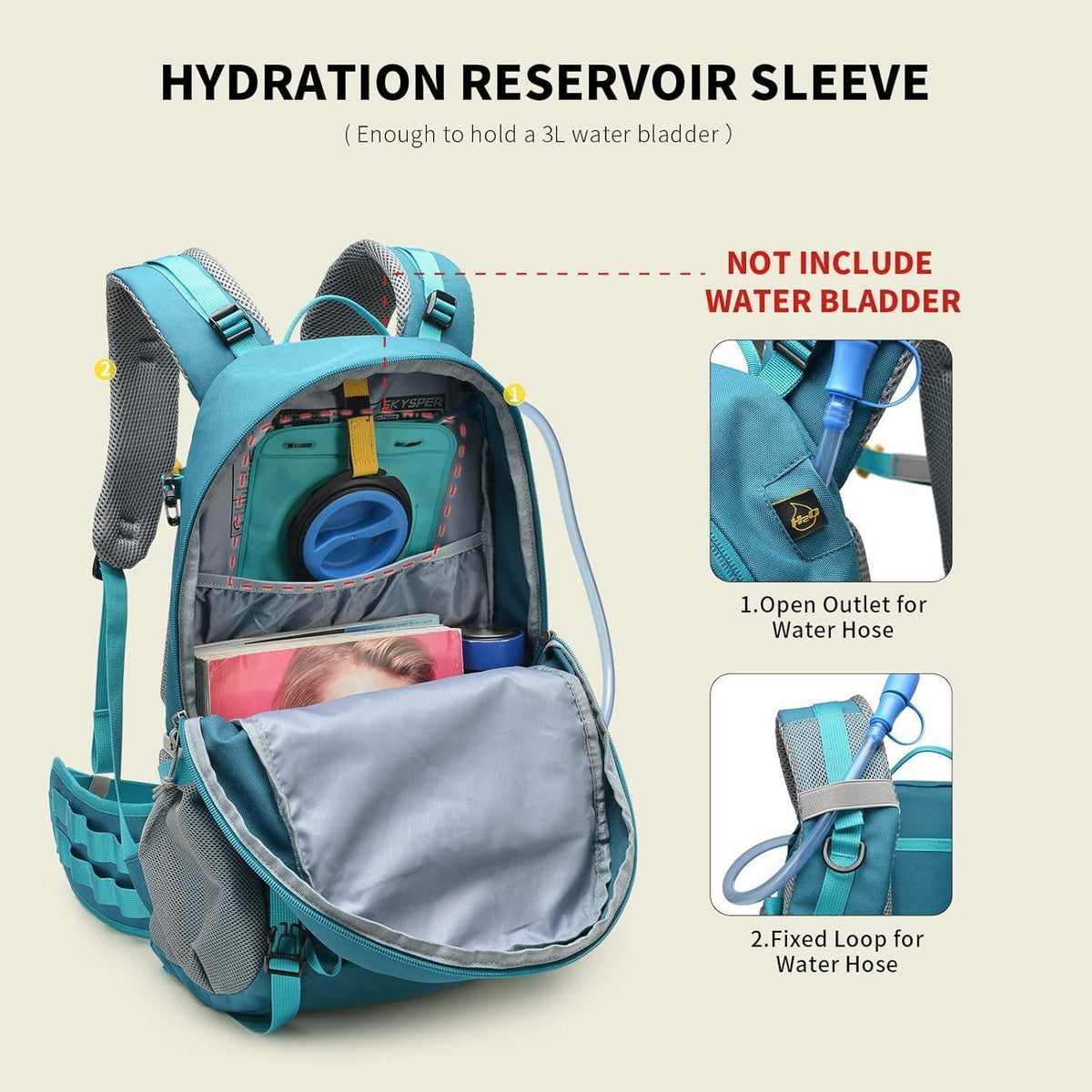 35L Wanderrucksack mit Trinksystem und Regenhülle