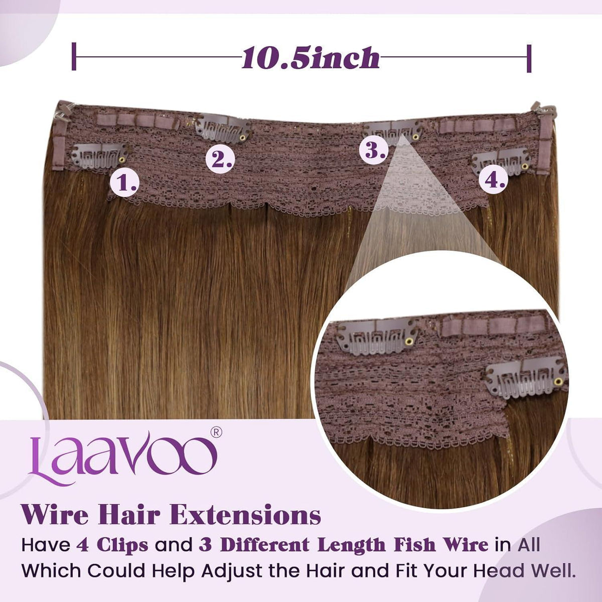 Echthaar-Draht Extensions Braun Ombre 40cm – Remy Echthaar
