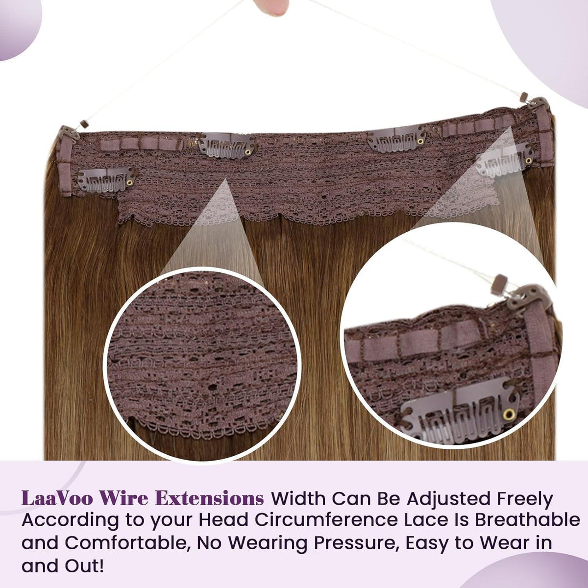 Echthaar-Draht Extensions Braun Ombre 40cm – Remy Echthaar