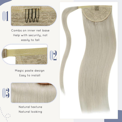 Blond Echthaar Pferdeschwanz Extension #60 – 45cm, 80g