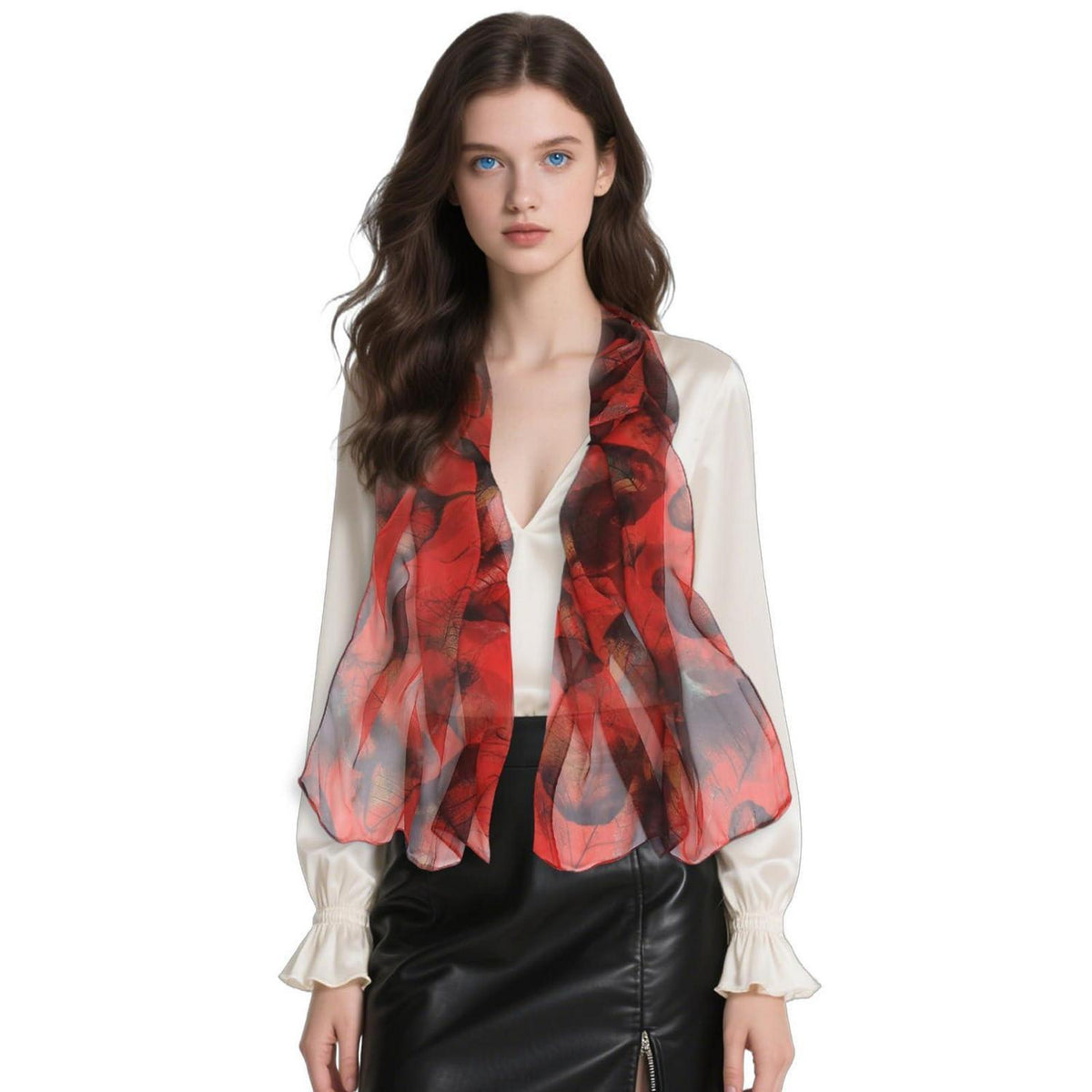 Leichter Seidenschal Damen Chiffon Tuch Geschenk 160x50cm